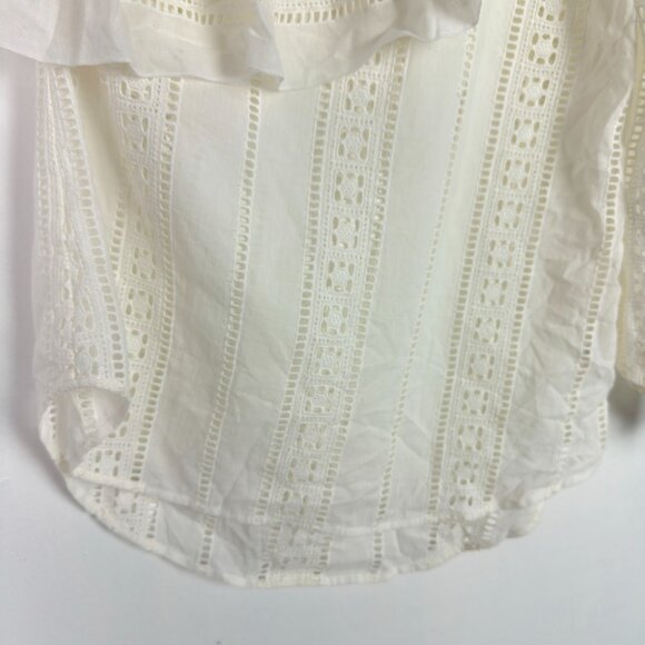 Veronica Beard Cruz Eyelet One Shoulder Top Ivory White Size 4 EUC - Picture 5 of 14